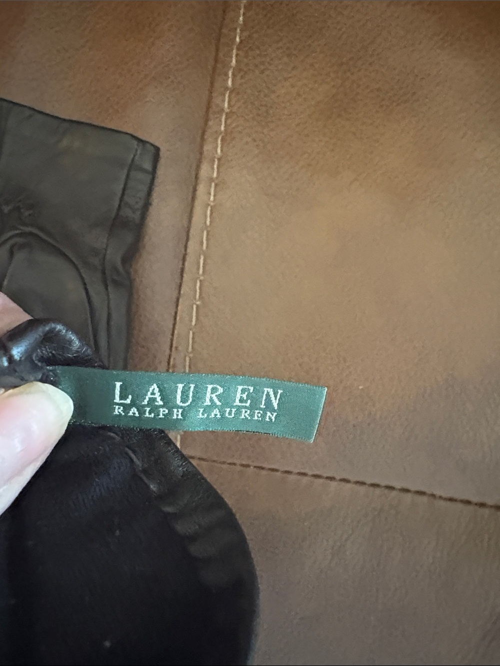 Ralph Lauren Brown Leather Embossed Detail Gloves - Picture 5 of 11
